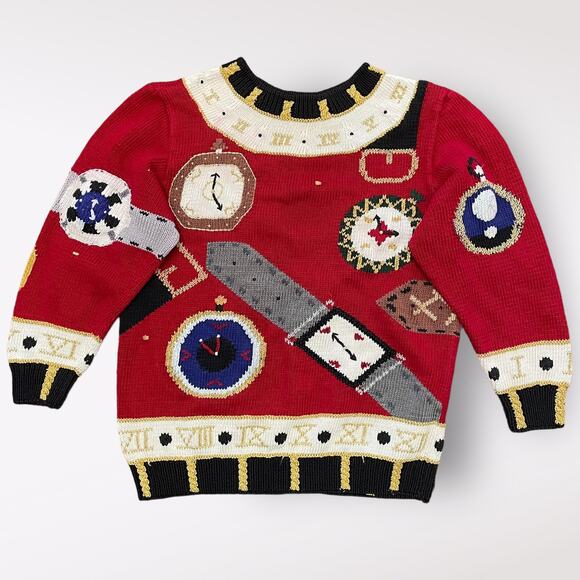 Berek Vintage 1991 Hand knit Clock Pima Cotton Sweater Size S‎ Got Time, Clock - Picture 3 of 7